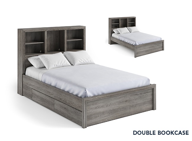 Westpoint Double Bed With Bookcase, Double Storage Bed With Bookcase Headboard