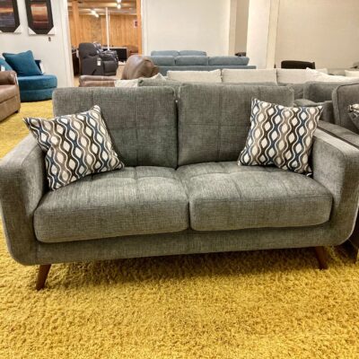 Loveseat with 2 Pillows Grey Fabric