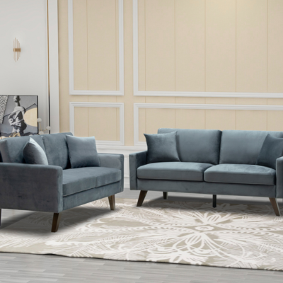 Sofa & Loveseat Set - Grey Velvet