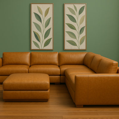 Stylus Wells 4 Piece Sectional  (includes Ottoman)c-Ingentuity Camel