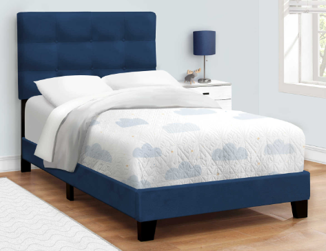 Twin Bed c- Navy Blue Velvet - Image 2