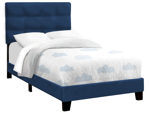 Twin Bed c- Navy Blue Velvet