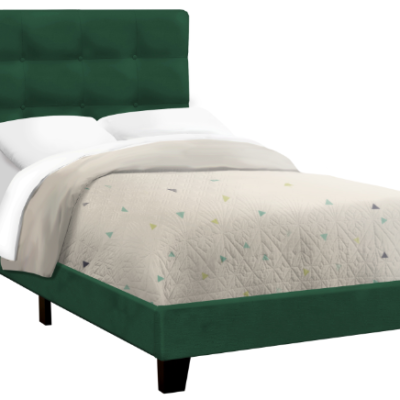 Twin Size Bed c- Green Velvet