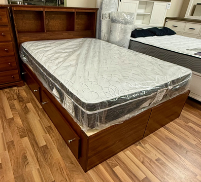 Double Matesbed with Bookcase Headboard c- Mahogany