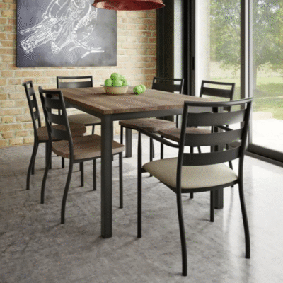 Amisco 5 Piece Dinette Set - **Made in Canada** Solid Birch & Metal - c-Cashew & Harley