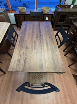 5 Piece Dinette Set - Made in Canada - Solid Birch & Metal c- Black Coral & Tiramisu