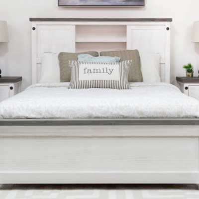 Bianca Queen Storage Bed - Bookcase Headboard & two Drawers on Each side c- 2 Tone