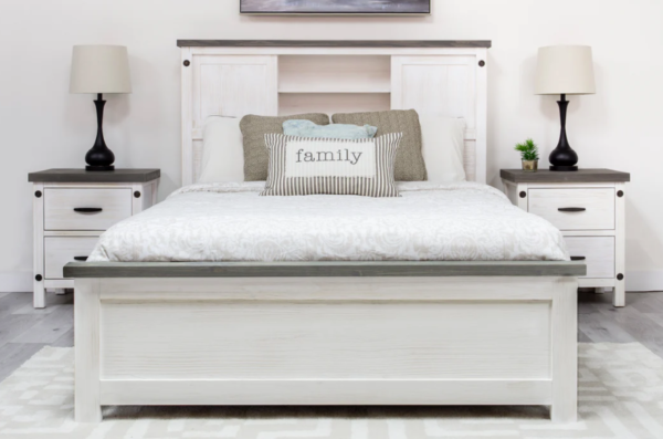 Bianca Queen Storage Bed - Bookcase Headboard & two Drawers on Each side c- 2 Tone