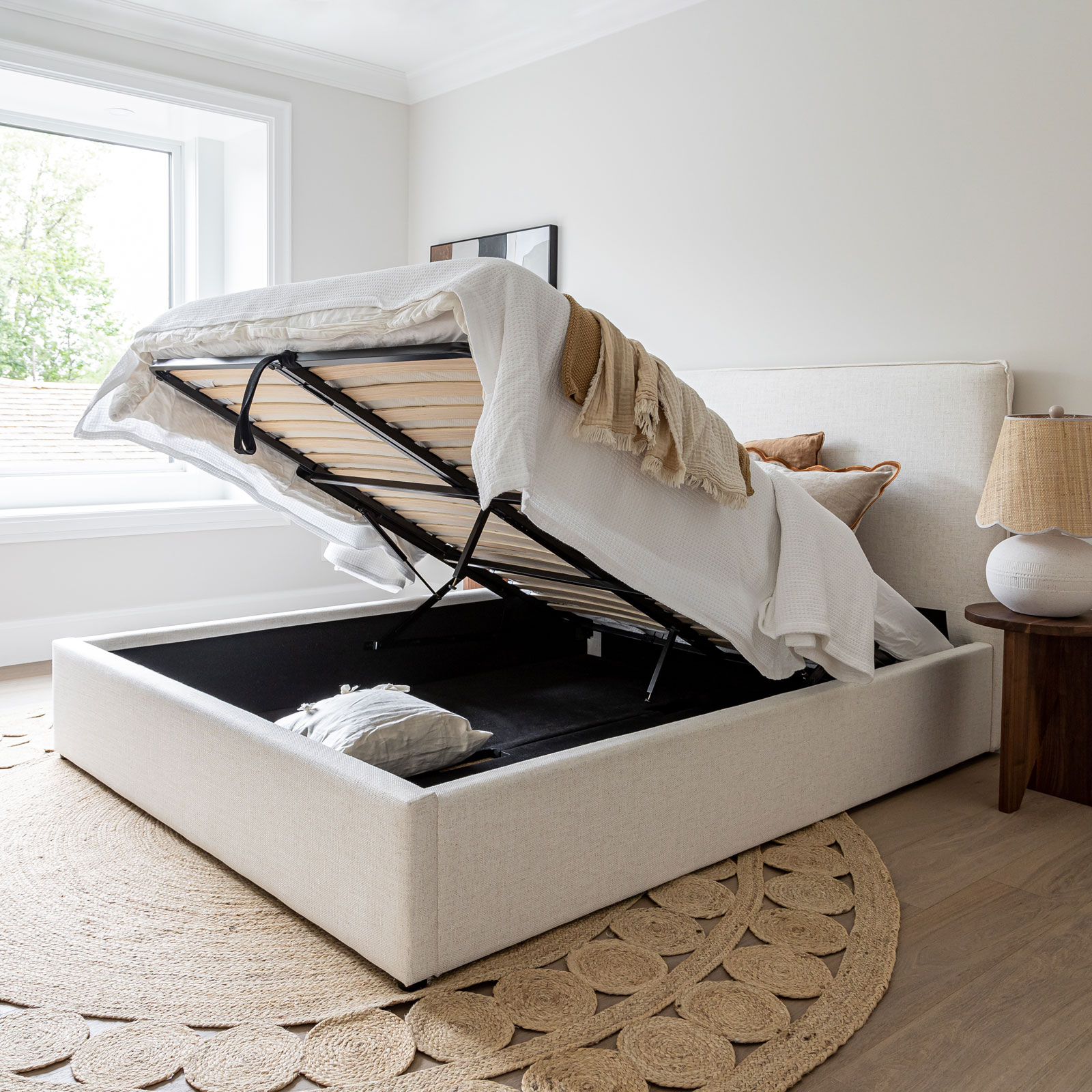 Julia Queen Storage Bed c- Cream - Image 3