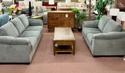Dynasty 2 Piece Sofa & Loveseat Set c- Charcoal