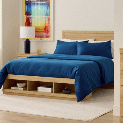 Queen Bed - Panel Headboard, Storage Footboard & rails, slats, boards