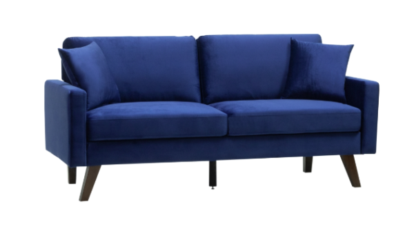 2 Piece Set - Sofa & Chair in Blue Velvet - Image 5