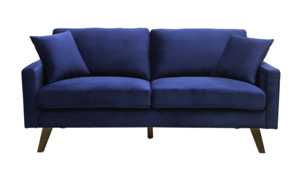 2 Piece Set - Sofa & Chair in Blue Velvet - Image 4