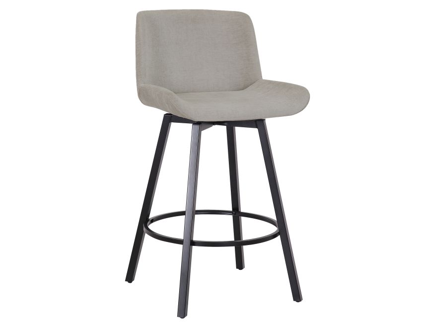 Fern 26" Counter Stool with Swivel in Grey Fabric and Black - Image 5