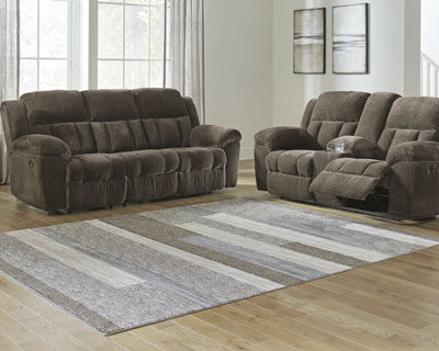 2 Piece Set - Reclining Sofa & Reclining Love with Console c- Chocolate