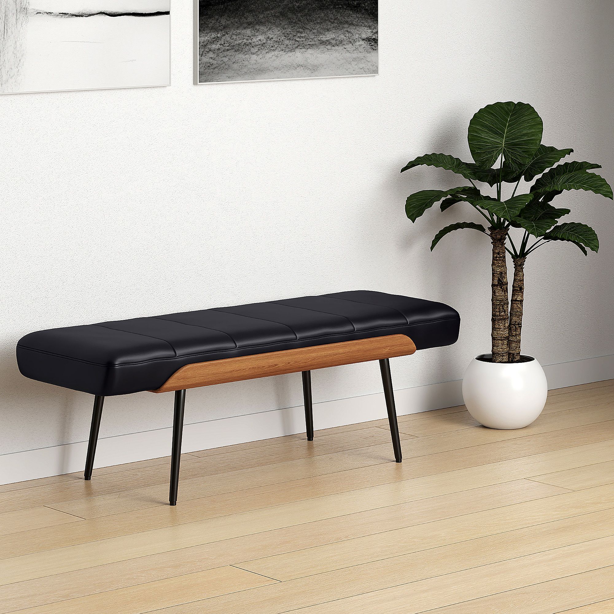 Umber Bench in Black and Walnut