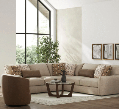 Seyler 3pc Sectional and Oversized Ottoman in Sand