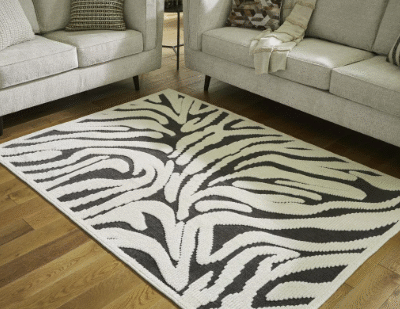 Washable Zebra Print Area Rug 8x10