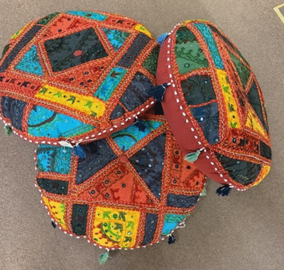 Round Large - Thread and Mirror Patchwork Meditation Pillow