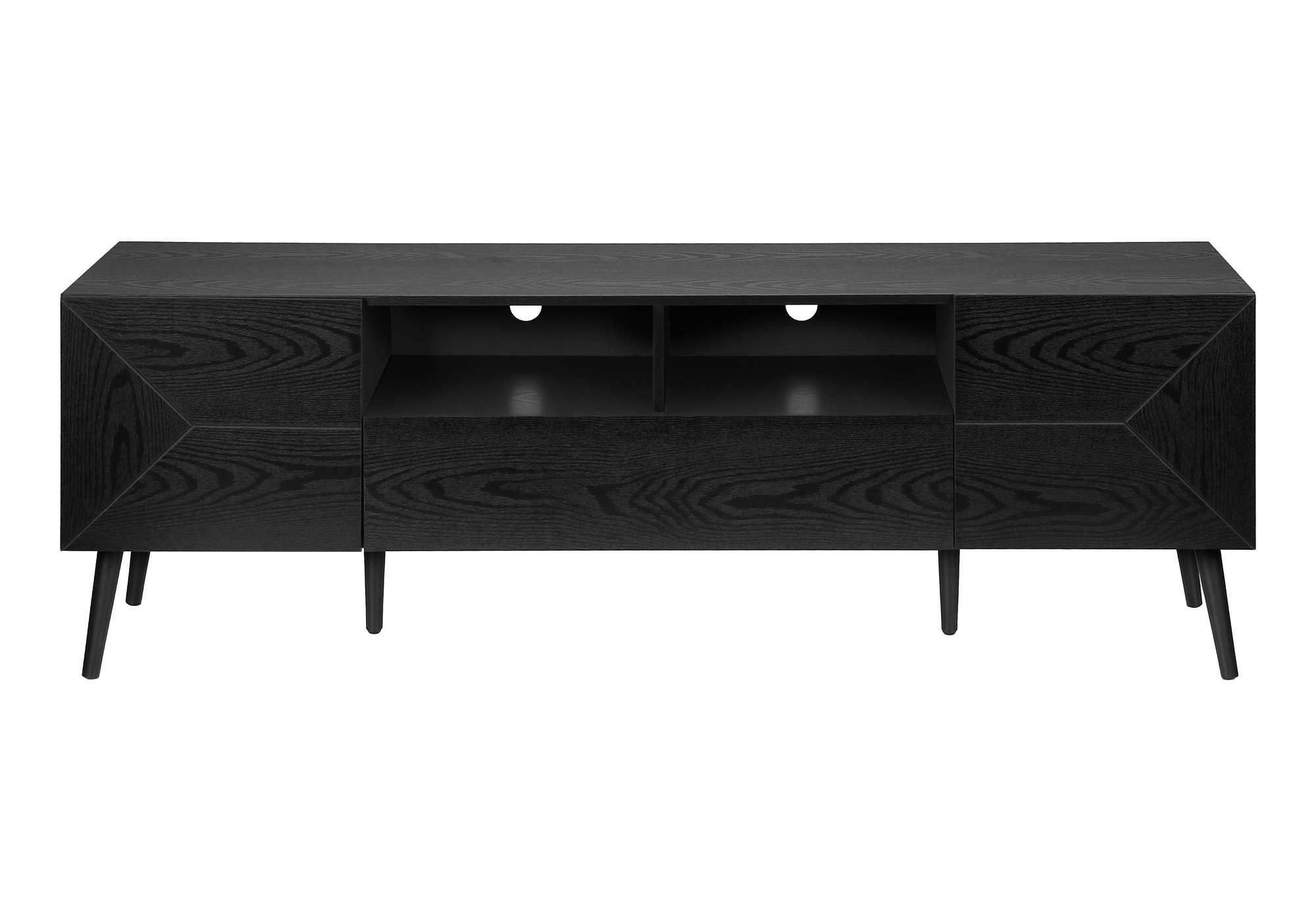 TV Stand 72" Black Wood-Look with Storage - Image 2