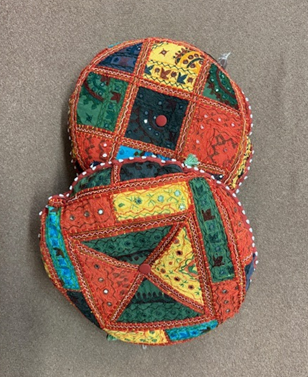 Round Medium Meditation Pillow Thread & Mirror Embroidery
