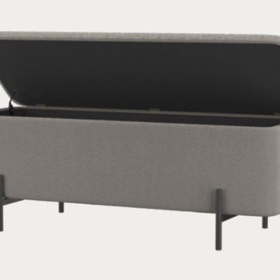 Erzo Storage Ottoman Bench in Warm Grey & Black