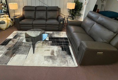 2 Piece Set - Palliser Asher Reclining Power Sofa & Love with Power Headrest, Recliners & Lumber c- Solana /Match Mountain