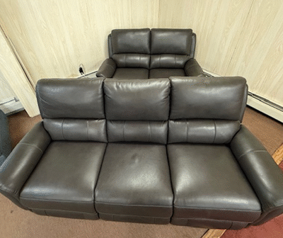 2 Piece Reclining Power Sofa & Loveseat Power Headrest - Zero Gravity - Top Grain Leather c- Quartz