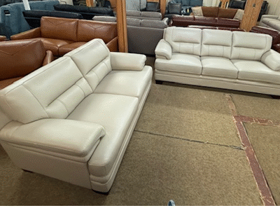 2 Piece Sofa & Loveseat Set Top Grain Leather c- Cream