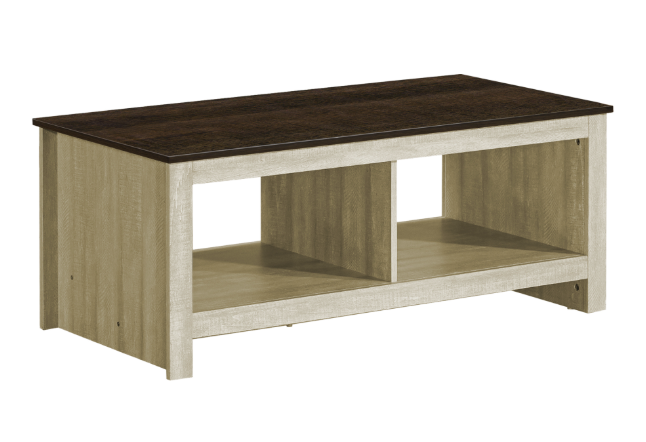 Coffee Table - 44"L - Light Beige & Dark Oak Colour - Image 2