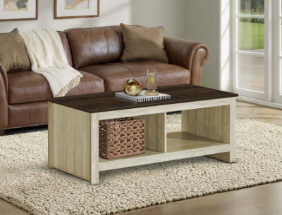 Coffee Table - 44"L - Light Beige & Dark Oak Colour