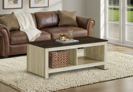 Coffee Table - 44"L - Light Beige & Dark Oak Colour
