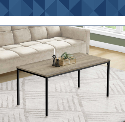 Coffee Table - 40"L Dark Taupe & Black Metal