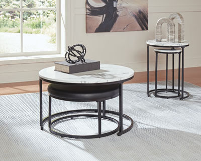 Occasional Nesting Table Set of 4 Black/White