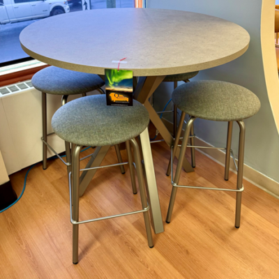 Asterisk Table & 4 Button Swivel Stools in Magnetite/Concrete/Floeberg