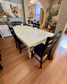 Redmond White Table & 4 Black Chairs
