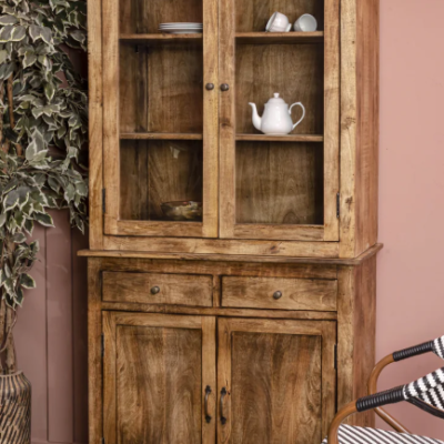 Wooden Kitchen Cabinet with Glass 37.5x15.8x78.8 in