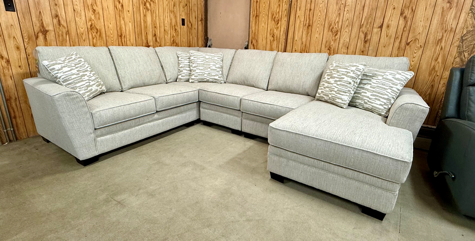 5 Piece Sectional - 28 RAF Chaise / 45 Armless Chair X2 / 88 Square Wedge / 23 LAF Love v- Beckham Pebble 53-3352 - Toss Ormond Bisque A5-2520 - Image 2