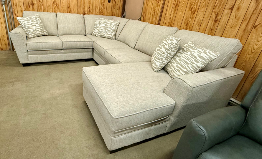 5 Piece Sectional - 28 RAF Chaise / 45 Armless Chair X2 / 88 Square Wedge / 23 LAF Love v- Beckham Pebble 53-3352 - Toss Ormond Bisque A5-2520 - Image 3