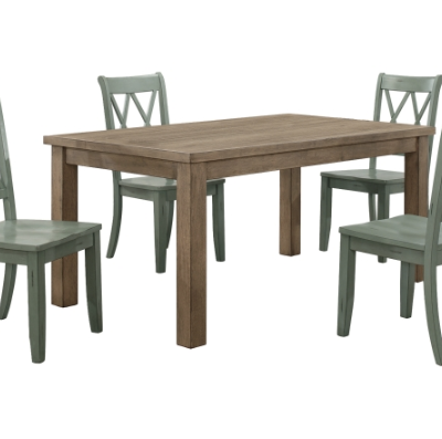 5pc Dining Set w/ Teal Chairs