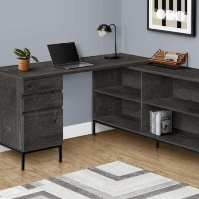 Computer Desk 60" L Dark Grey L Shaped