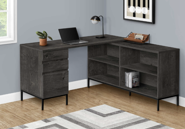 Computer Desk 60" L Dark Grey L Shaped