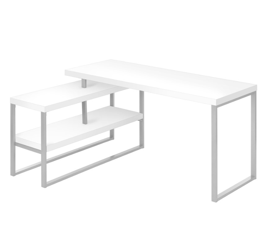 Computer Desk 60"L White & Silver L/R Corner - Image 3
