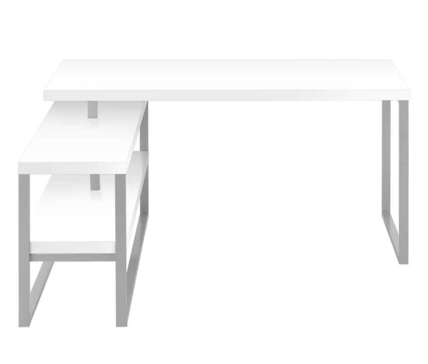 Computer Desk 60"L White & Silver L/R Corner - Image 4
