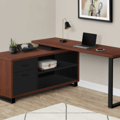 Computer Desk - 72" Cherry Black Corner