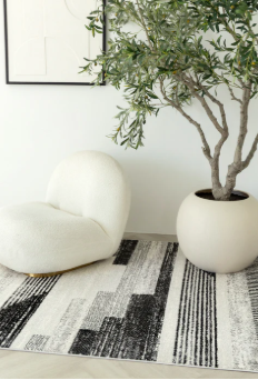 Swift 5'3" x 7'7" geometric in grey, white & taupes - Image 2