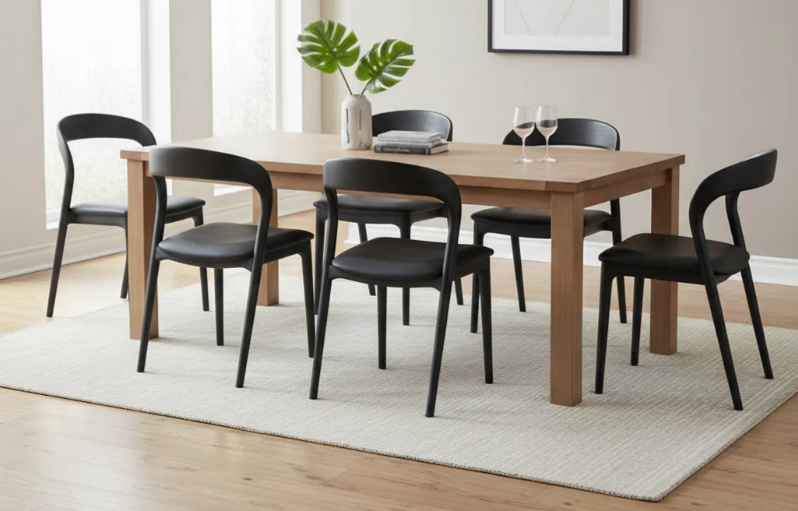 Rotondo Dining Chair- Black Frame w/ PU Seat - Image 2